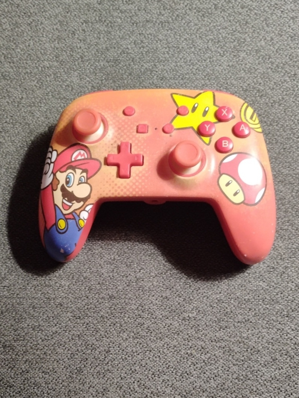 Nintendo Coral Pink Wireless Controller with Mario Artwork